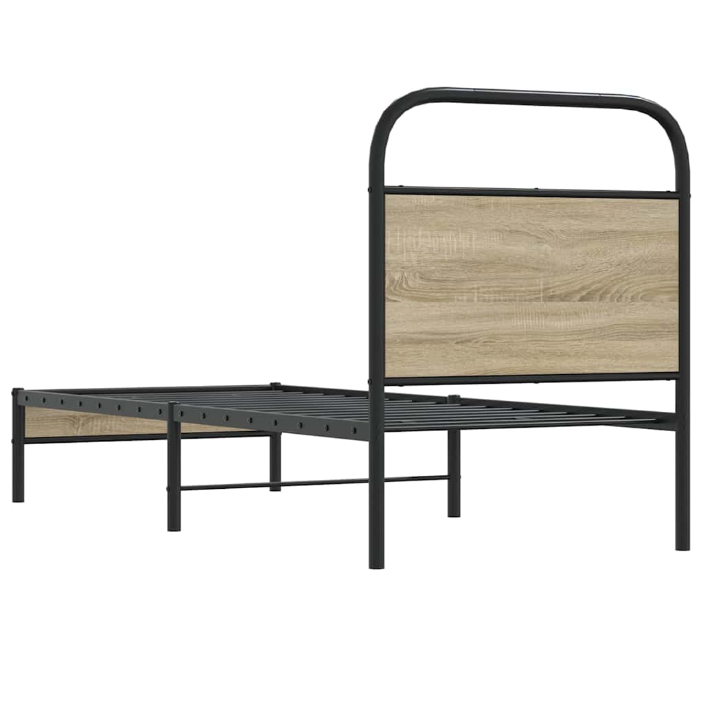 vidaXL Cadru de pat fără saltea 80x200cm Stejar fumuriu lemn prelucrat