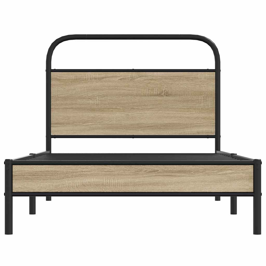 vidaXL Cadru de pat fără saltea 107x203 cm Stejar fumuriu vidaXL Cadru de pat fără saltea 107x203 cm Stejar fumuriu