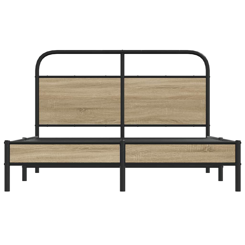 vidaXL Cadru de pat fără saltea 135x190 cm Stejar fumuriu vidaXL Cadru de pat fără saltea 135x190 cm Stejar fumuriu