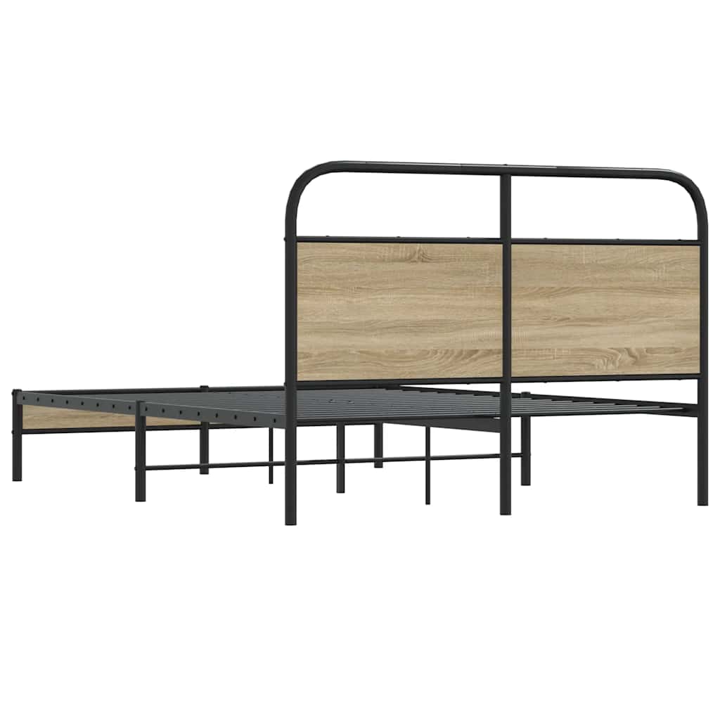 vidaXL Cadru de pat fără saltea 135x190 cm Stejar fumuriu vidaXL Cadru de pat fără saltea 135x190 cm Stejar fumuriu