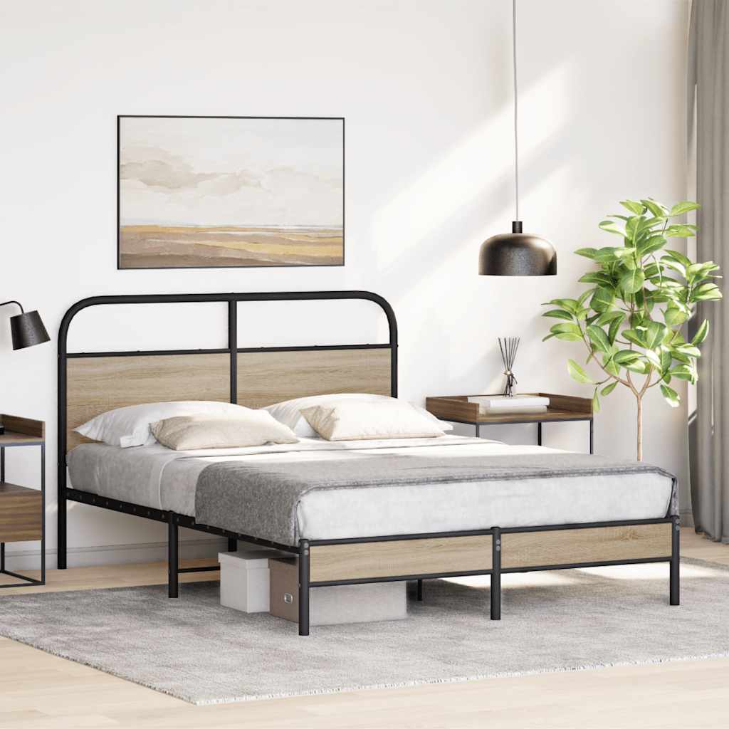 vidaXL Cadru de pat fără saltea 140x190 cm Stejar fumuriu vidaXL Cadru de pat fără saltea 140x190 cm Stejar fumuriu