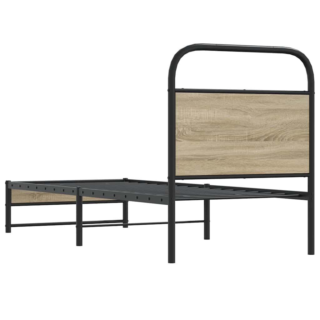 vidaXL Cadru de pat fără saltea 80x200cm Stejar fumuriu lemn prelucrat