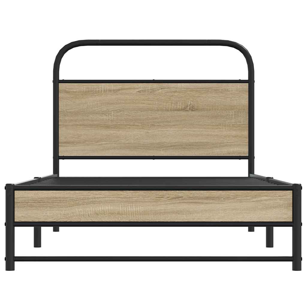 vidaXL Cadru de pat fără saltea 90x200cm Stejar fumuriu lemn prelucrat