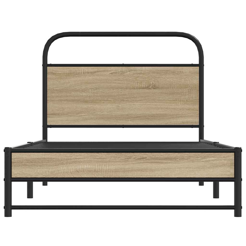 vidaXL Cadru de pat fără saltea 107x203 cm Stejar fumuriu vidaXL Cadru de pat fără saltea 107x203 cm Stejar fumuriu