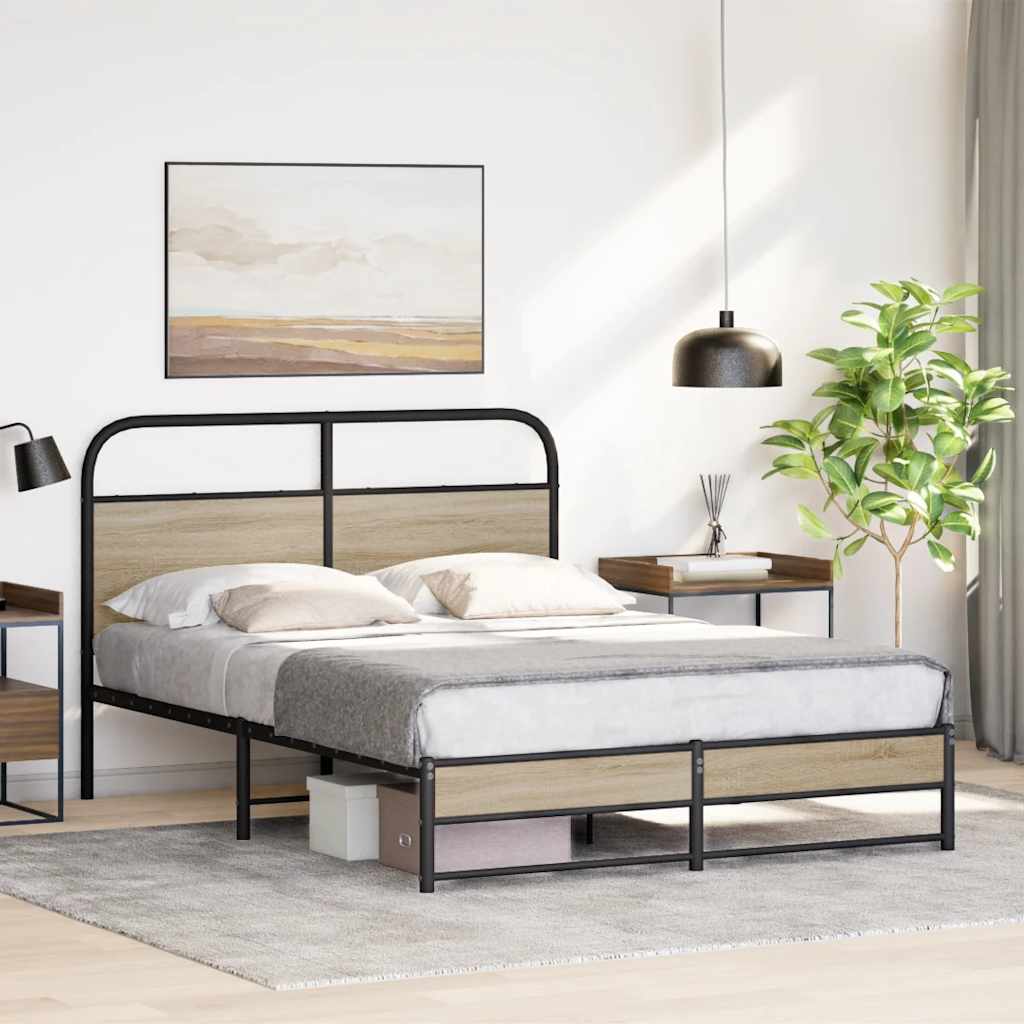 vidaXL Cadru de pat fără saltea 120x190 cm Stejar fumuriu vidaXL Cadru de pat fără saltea 120x190 cm Stejar fumuriu