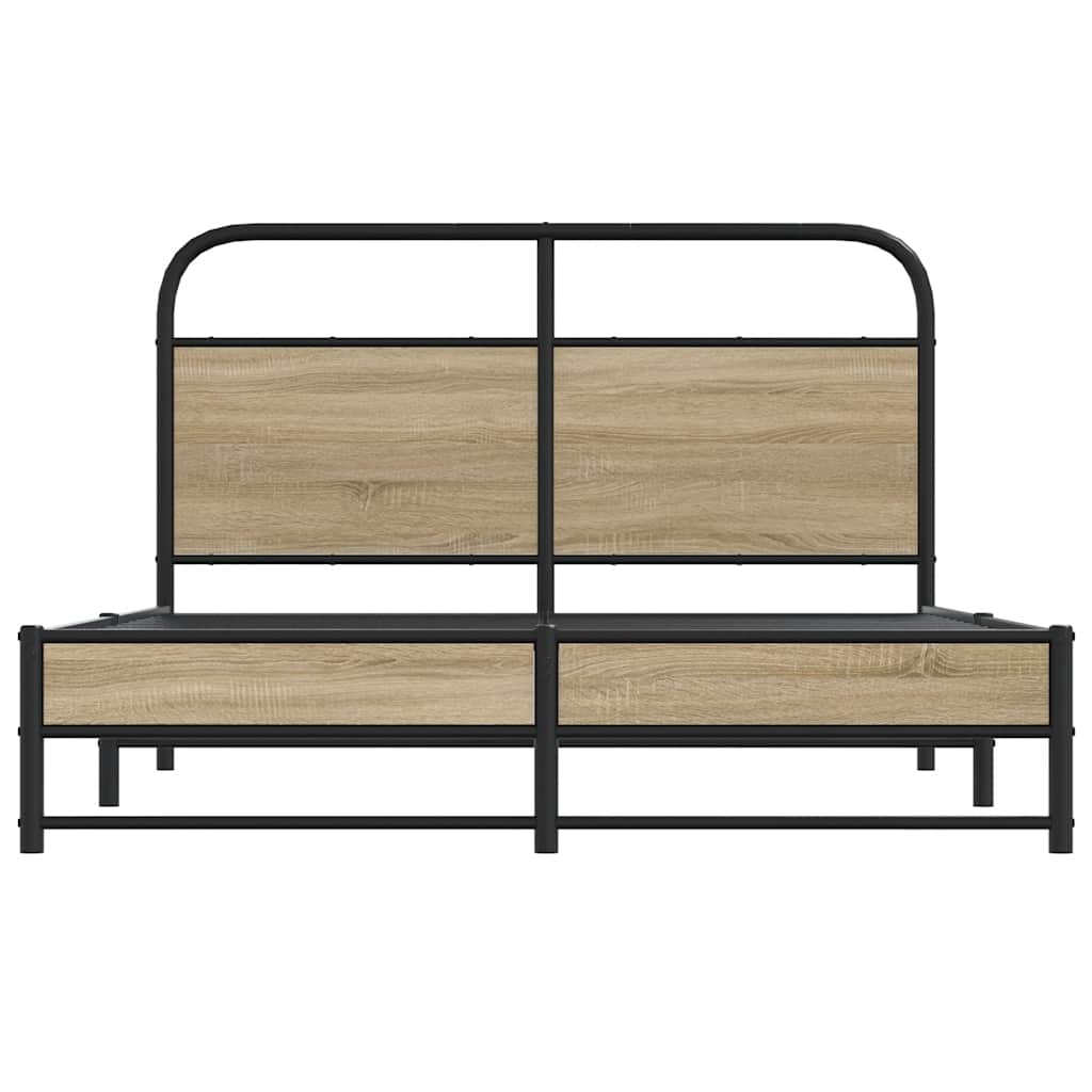 vidaXL Cadru de pat fără saltea 135x190 cm Stejar fumuriu vidaXL Cadru de pat fără saltea 135x190 cm Stejar fumuriu