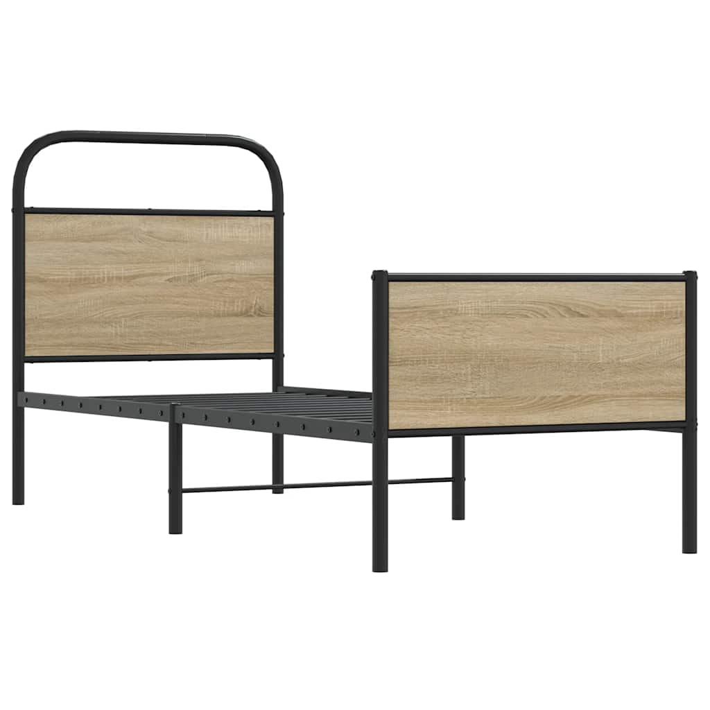 vidaXL Cadru de pat fără saltea 75x190 cm Lemn derivat stejar Sonoma vidaXL Cadru de pat fără saltea 75x190 cm Lemn derivat stejar Sonoma