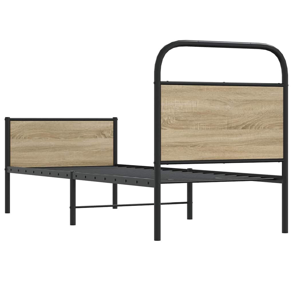 vidaXL Cadru de pat fără saltea 75x190 cm Lemn derivat stejar Sonoma vidaXL Cadru de pat fără saltea 75x190 cm Lemn derivat stejar Sonoma