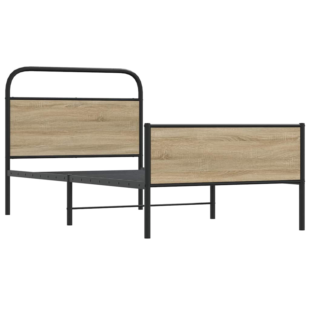 vidaXL Cadru de pat fără saltea 107x203 cm Lemn derivat stejar Sonoma vidaXL Cadru de pat fără saltea 107x203 cm Lemn derivat stejar Sonoma