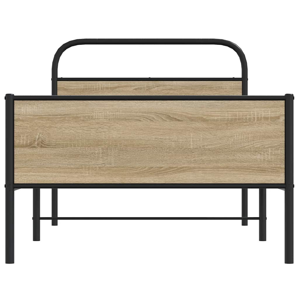 vidaXL Cadru de pat fără saltea 107x203 cm Lemn derivat stejar Sonoma vidaXL Cadru de pat fără saltea 107x203 cm Lemn derivat stejar Sonoma