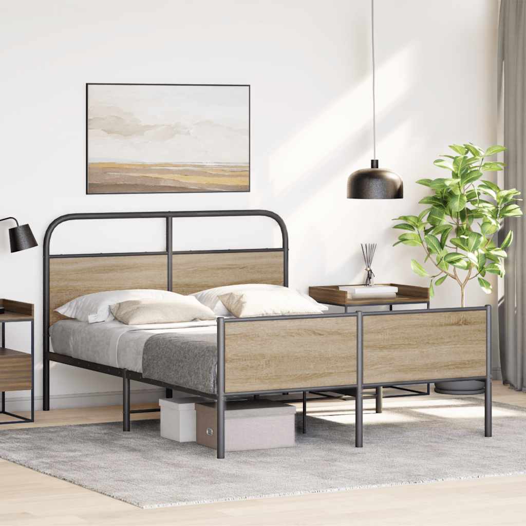 vidaXL Cadru de pat fără saltea 120x190 cm Lemn derivat stejar Sonoma vidaXL Cadru de pat fără saltea 120x190 cm Lemn derivat stejar Sonoma