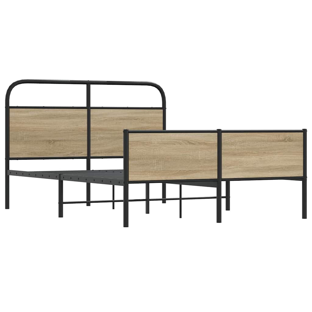 vidaXL Cadru de pat fără saltea 120x200 cm Lemn derivat stejar Sonoma vidaXL Cadru de pat fără saltea 120x200 cm Lemn derivat stejar Sonoma