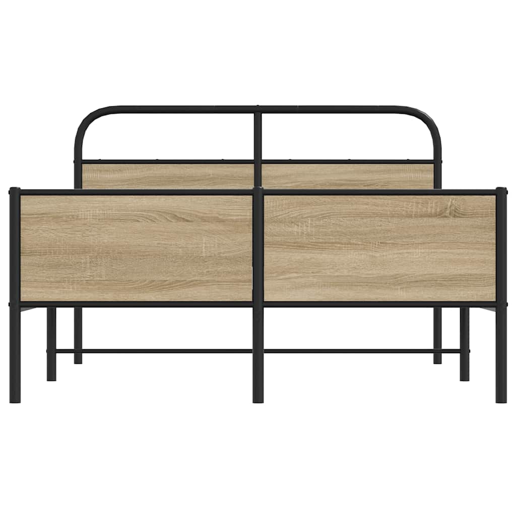 vidaXL Cadru de pat fără saltea 120x200 cm Lemn derivat stejar Sonoma vidaXL Cadru de pat fără saltea 120x200 cm Lemn derivat stejar Sonoma