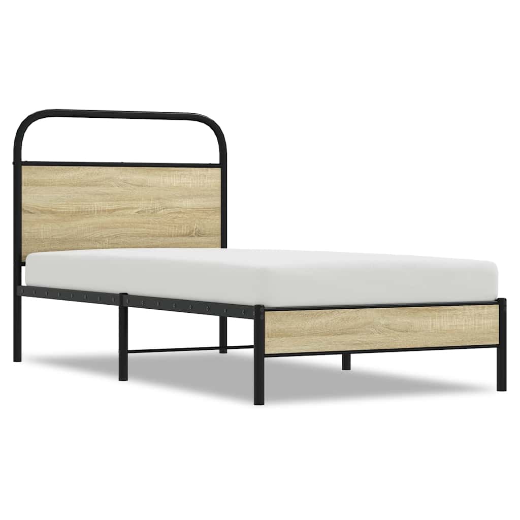 vidaXL Cadru de pat fără saltea 75x190 cm Lemn derivat stejar Sonoma vidaXL Cadru de pat fără saltea 75x190 cm Lemn derivat stejar Sonoma