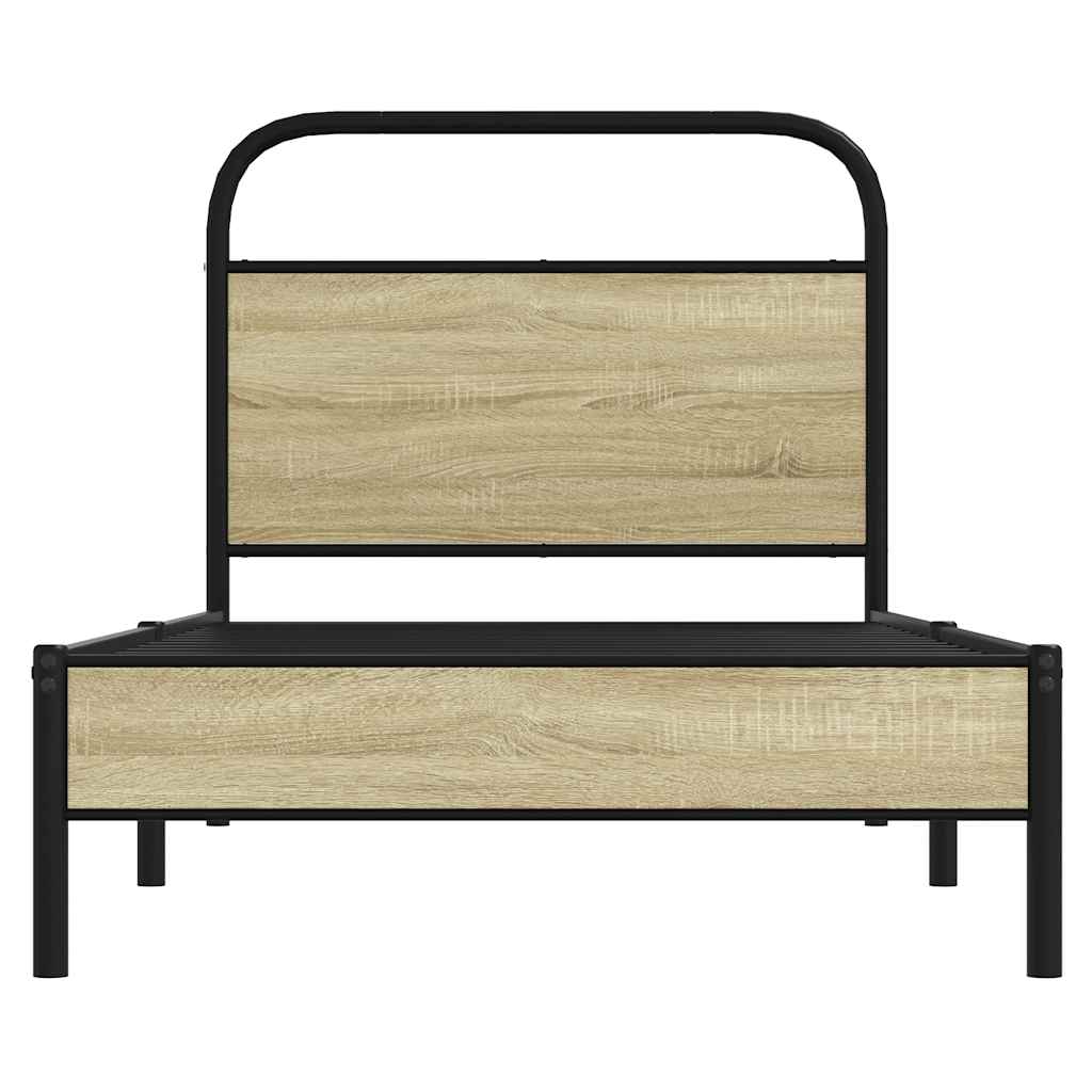 vidaXL Cadru de pat fără saltea 75x190 cm Lemn derivat stejar Sonoma vidaXL Cadru de pat fără saltea 75x190 cm Lemn derivat stejar Sonoma