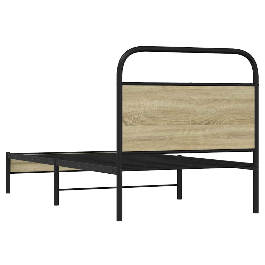 vidaXL Cadru de pat fără saltea 75x190 cm Lemn derivat stejar Sonoma vidaXL Cadru de pat fără saltea 75x190 cm Lemn derivat stejar Sonoma