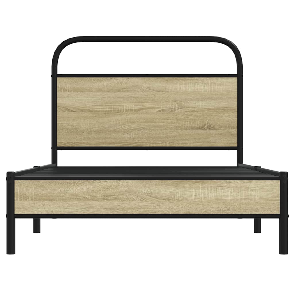 vidaXL Cadru de pat fără saltea 107x203 cm Lemn derivat stejar Sonoma vidaXL Cadru de pat fără saltea 107x203 cm Lemn derivat stejar Sonoma