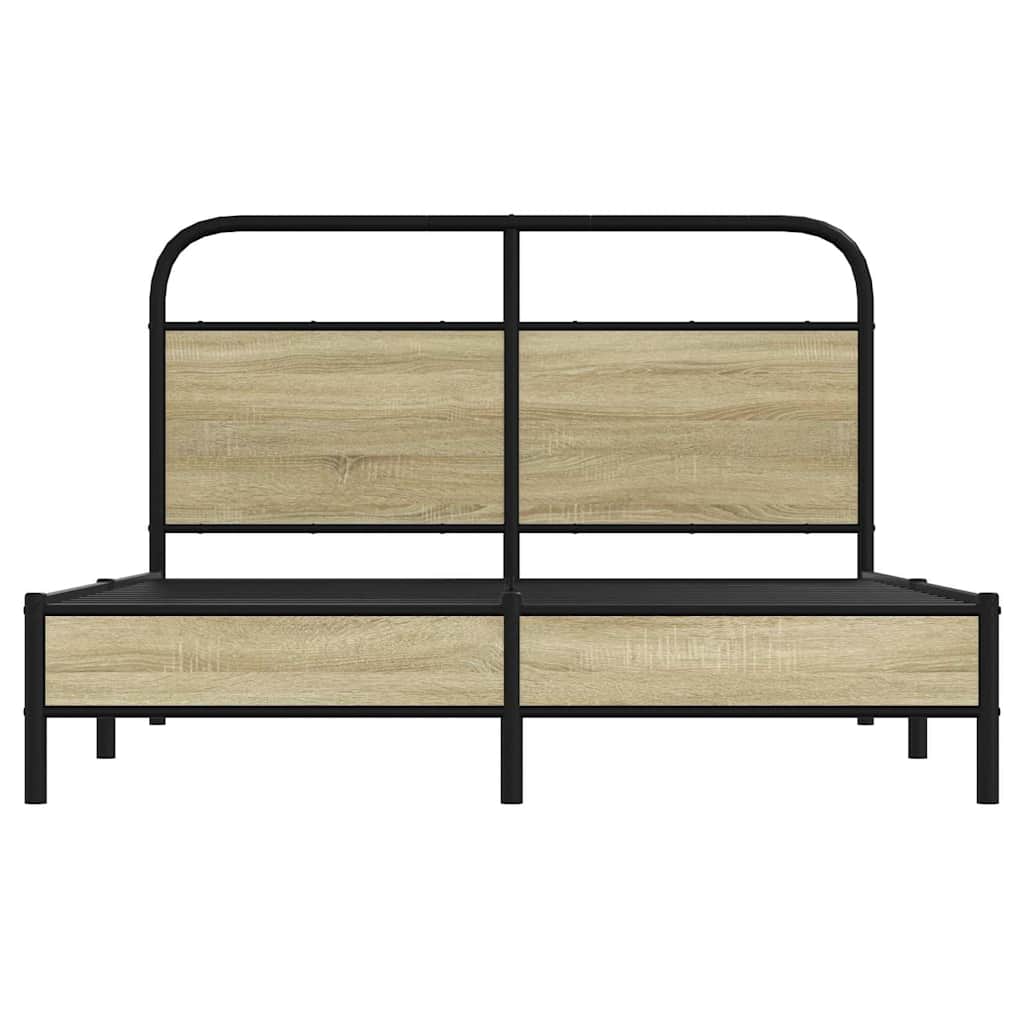 vidaXL Cadru de pat fără saltea 140x190 cm Lemn derivat stejar Sonoma vidaXL Cadru de pat fără saltea 140x190 cm Lemn derivat stejar Sonoma