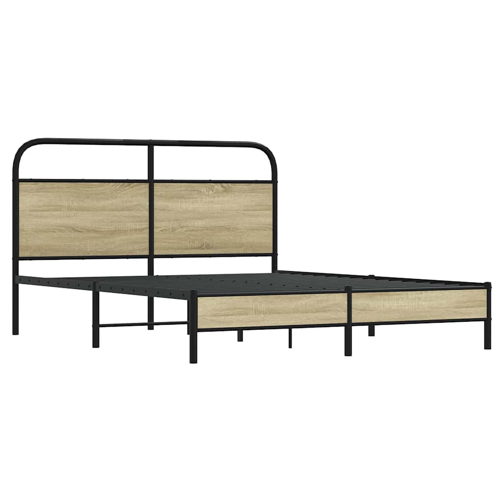 vidaXL Cadru de pat fără saltea 150x200cm Lemn prelucrat stejar Sonoma vidaXL Cadru de pat fără saltea 150x200cm Lemn prelucrat stejar Sonoma