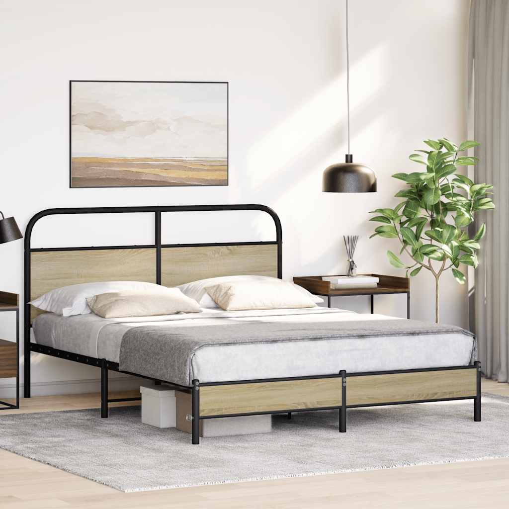 vidaXL Cadru de pat fără saltea 150x200cm Lemn prelucrat stejar Sonoma vidaXL Cadru de pat fără saltea 150x200cm Lemn prelucrat stejar Sonoma