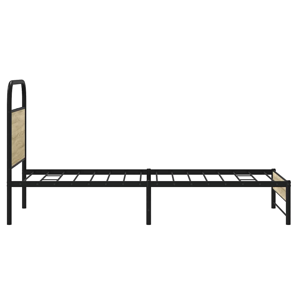 vidaXL Cadru de pat fără saltea 75x190 cm Lemn derivat stejar Sonoma