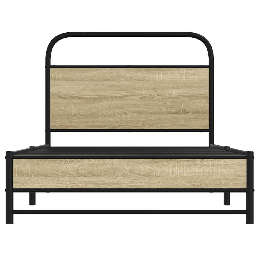vidaXL Cadru de pat fără saltea 107x203 cm Lemn derivat stejar Sonoma vidaXL Cadru de pat fără saltea 107x203 cm Lemn derivat stejar Sonoma