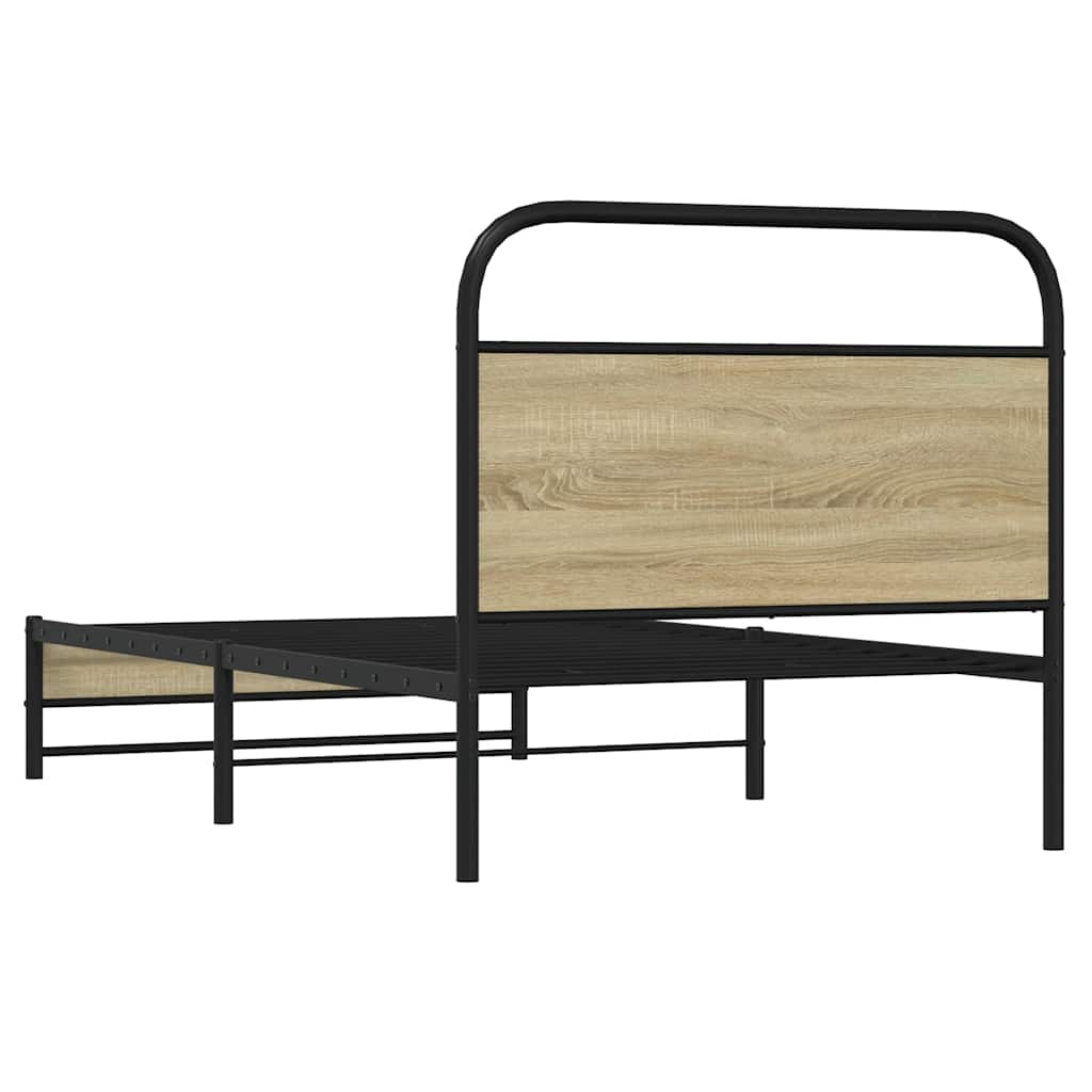 vidaXL Cadru de pat fără saltea 107x203 cm Lemn derivat stejar Sonoma vidaXL Cadru de pat fără saltea 107x203 cm Lemn derivat stejar Sonoma