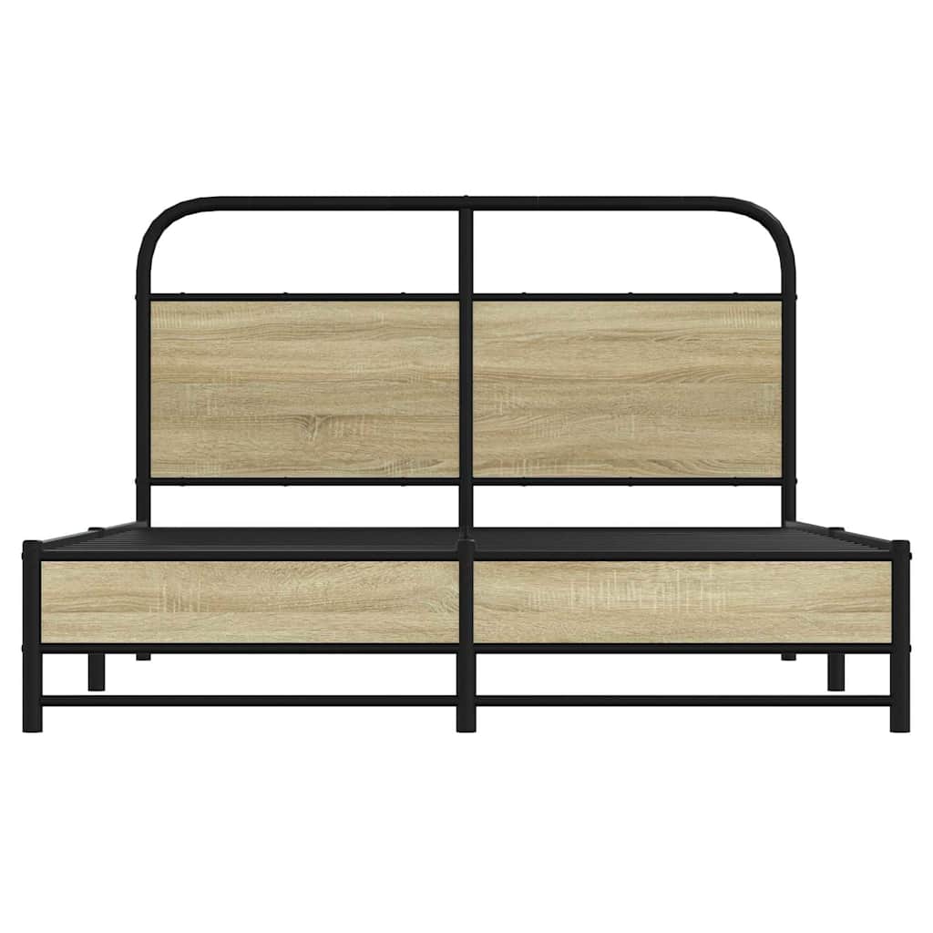 vidaXL Cadru de pat fără saltea 135x190 cm Lemn derivat stejar Sonoma vidaXL Cadru de pat fără saltea 135x190 cm Lemn derivat stejar Sonoma