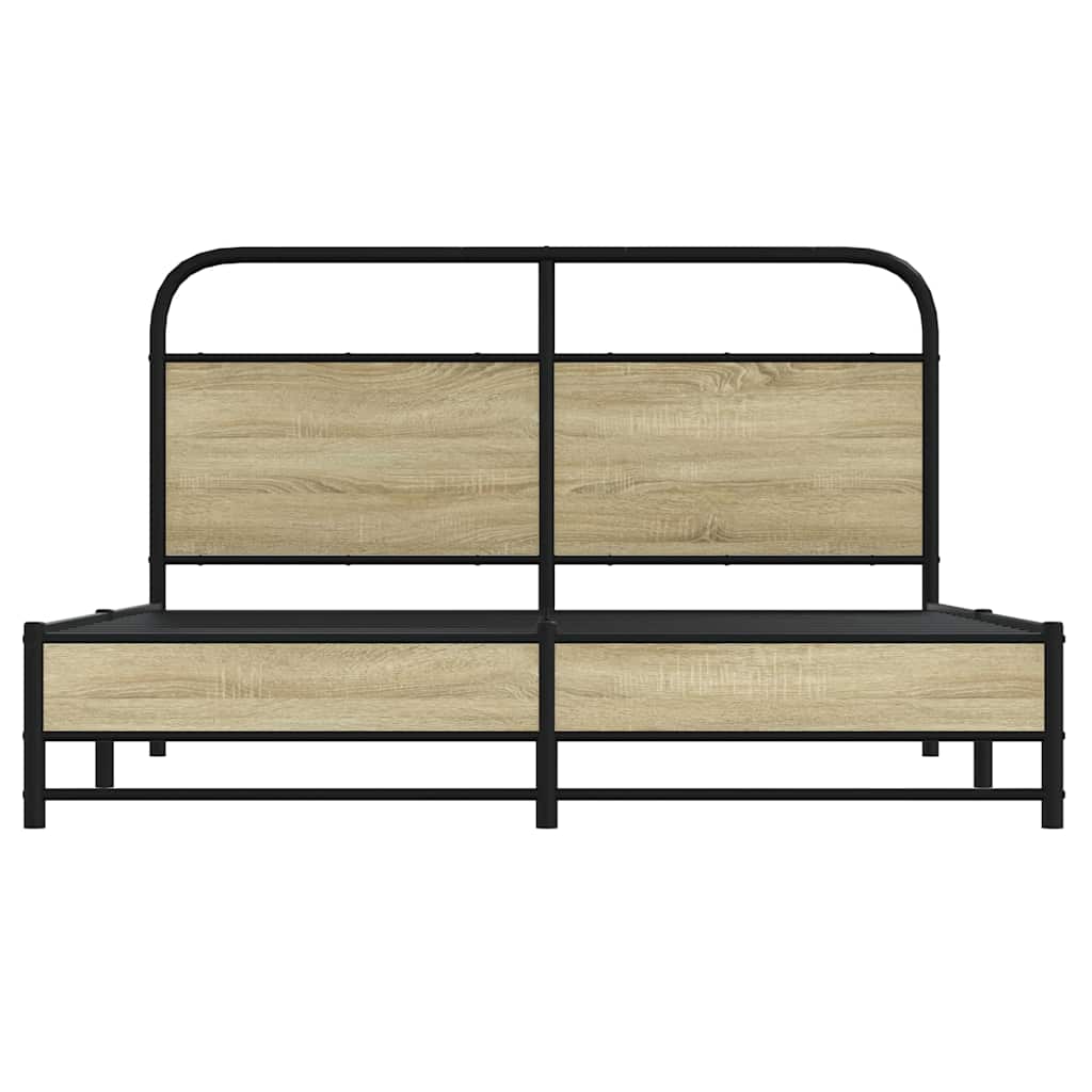 vidaXL Cadru de pat fără saltea 150x200cm Lemn prelucrat stejar Sonoma vidaXL Cadru de pat fără saltea 150x200cm Lemn prelucrat stejar Sonoma