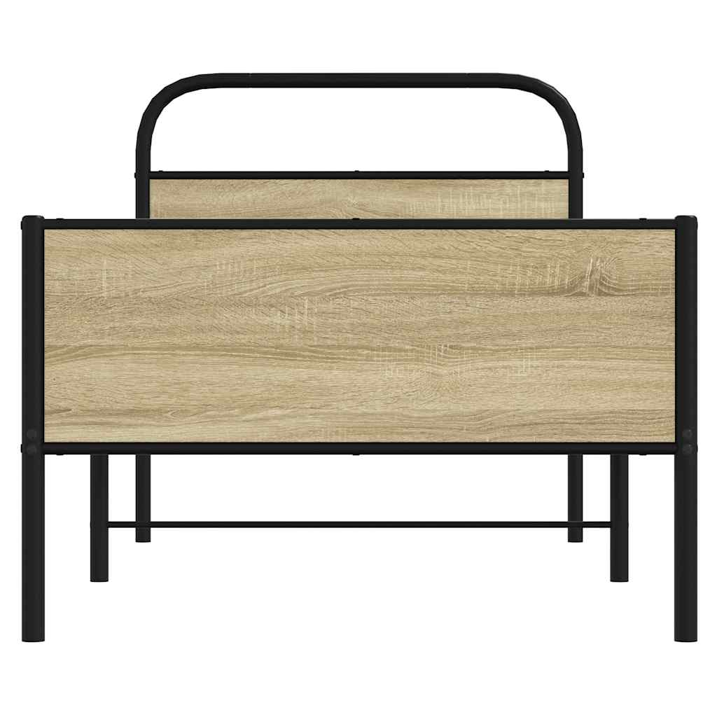 vidaXL Cadru de pat fără saltea 75x190 cm Lemn derivat stejar Sonoma