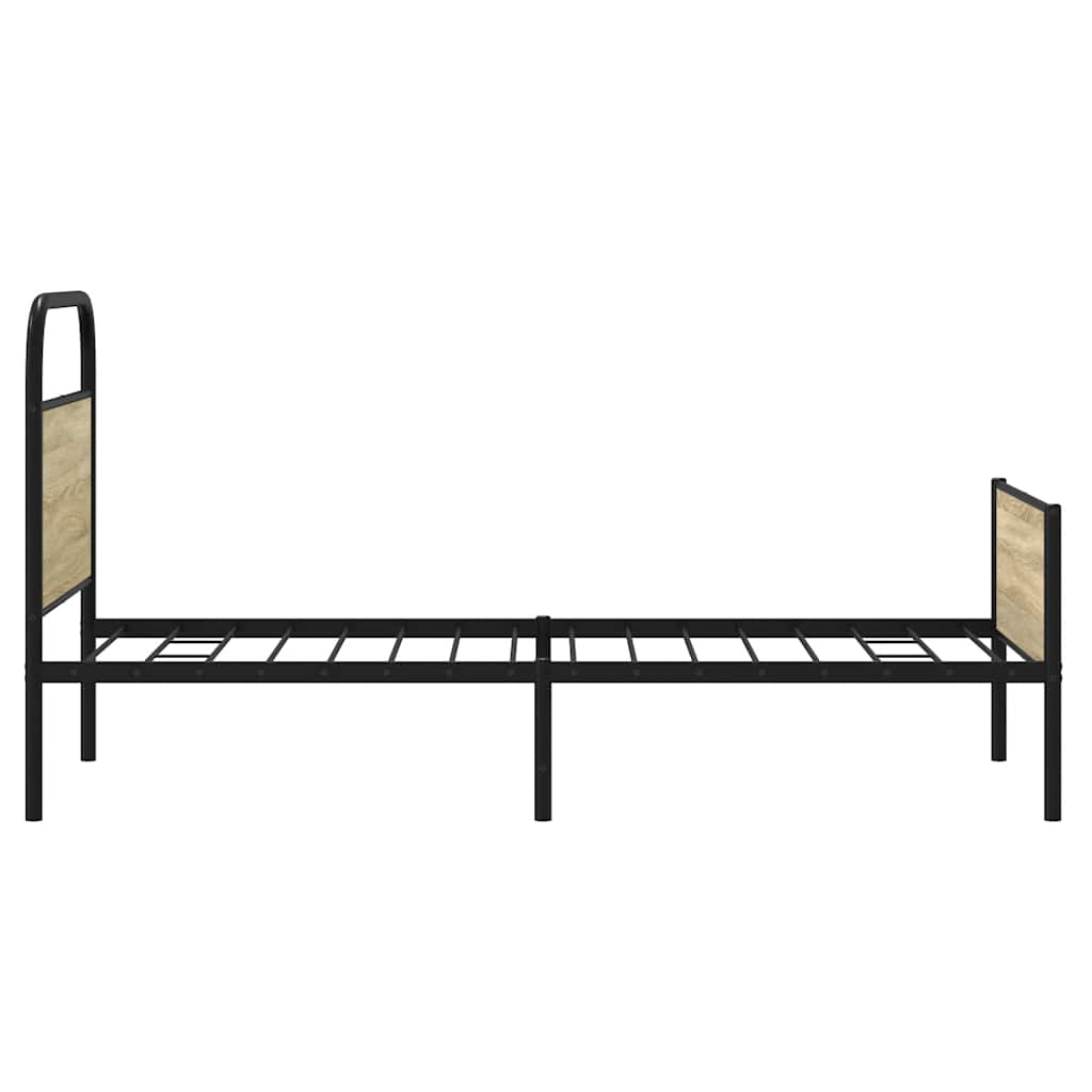 vidaXL Cadru de pat fără saltea 75x190 cm Lemn derivat stejar Sonoma