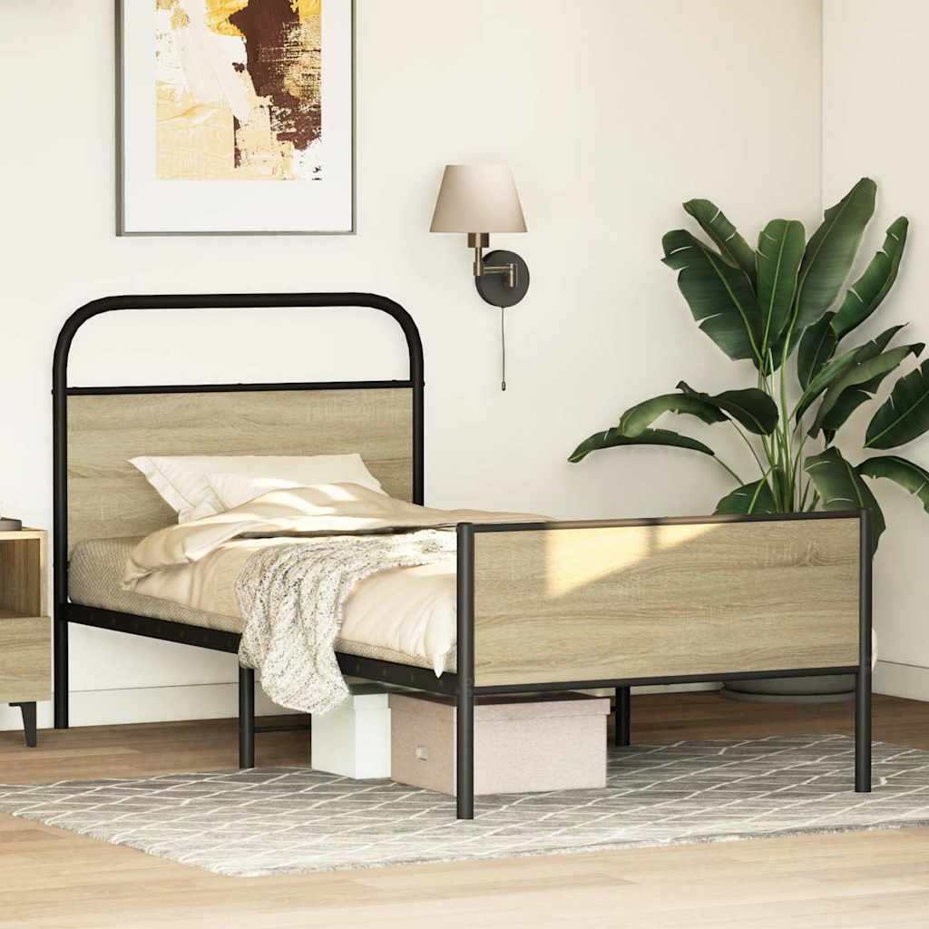 vidaXL Cadru de pat fără saltea 80x200 cm Lemn prelucrat stejar Sonoma