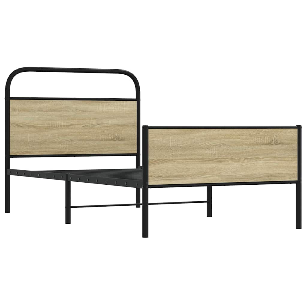 vidaXL Cadru de pat fără saltea 107x203 cm Lemn derivat stejar Sonoma vidaXL Cadru de pat fără saltea 107x203 cm Lemn derivat stejar Sonoma