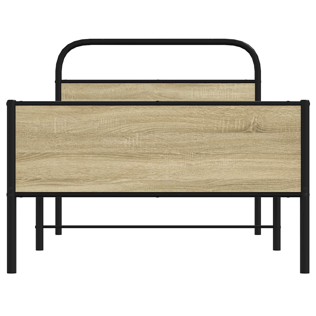 vidaXL Cadru de pat fără saltea 107x203 cm Lemn derivat stejar Sonoma vidaXL Cadru de pat fără saltea 107x203 cm Lemn derivat stejar Sonoma