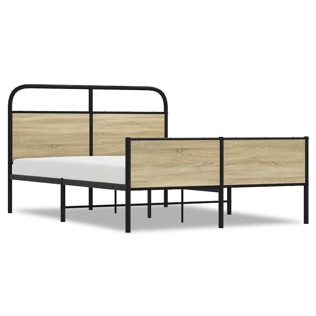 vidaXL Cadru de pat fără saltea 120x190 cm Lemn derivat stejar Sonoma