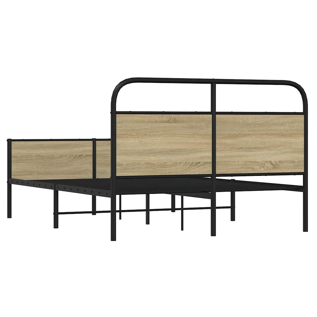 vidaXL Cadru de pat fără saltea 120x200 cm Lemn derivat stejar Sonoma vidaXL Cadru de pat fără saltea 120x200 cm Lemn derivat stejar Sonoma