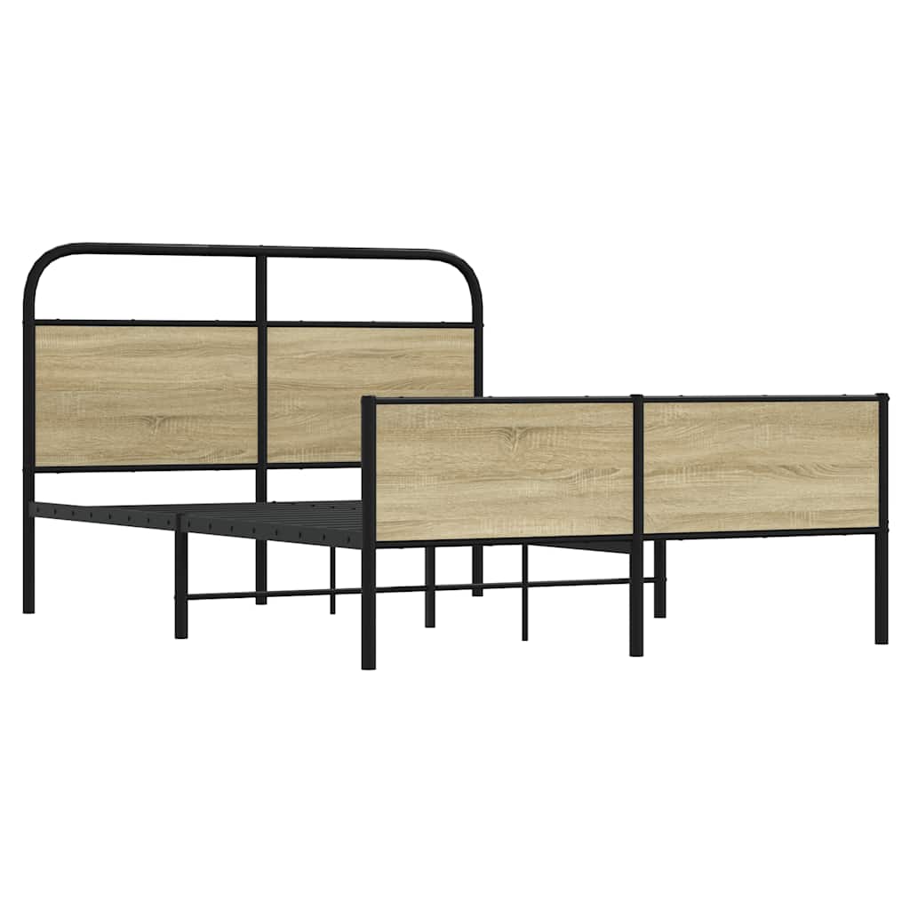 vidaXL Cadru de pat fără saltea 135x190 cm Lemn derivat stejar Sonoma vidaXL Cadru de pat fără saltea 135x190 cm Lemn derivat stejar Sonoma
