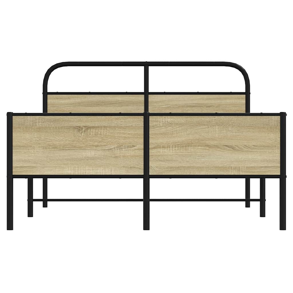 vidaXL Cadru de pat fără saltea 135x190 cm Lemn derivat stejar Sonoma vidaXL Cadru de pat fără saltea 135x190 cm Lemn derivat stejar Sonoma