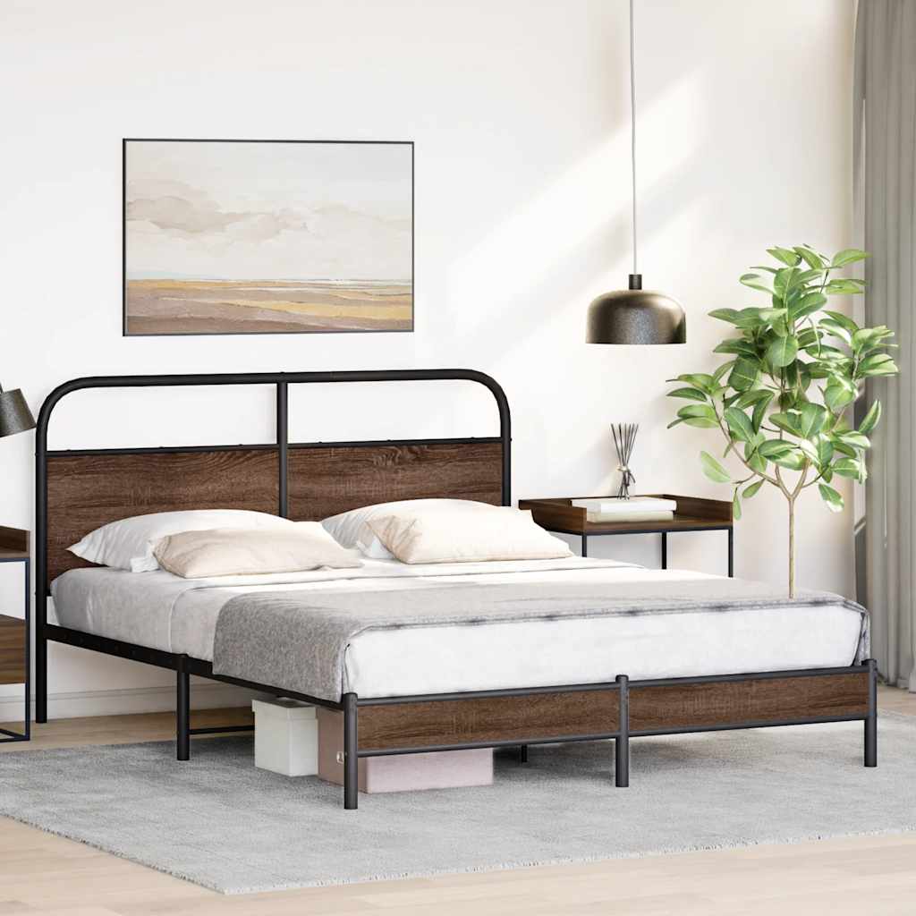 vidaXL Cadru de pat fără saltea stejar maro 160x200 cm Lemn prelucrat vidaXL Cadru de pat fără saltea stejar maro 160x200 cm Lemn prelucrat