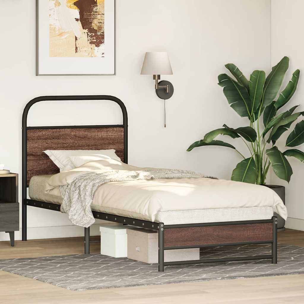 vidaXL Cadru de pat fără saltea 80x200cm Stejar maro lemn prelucrat