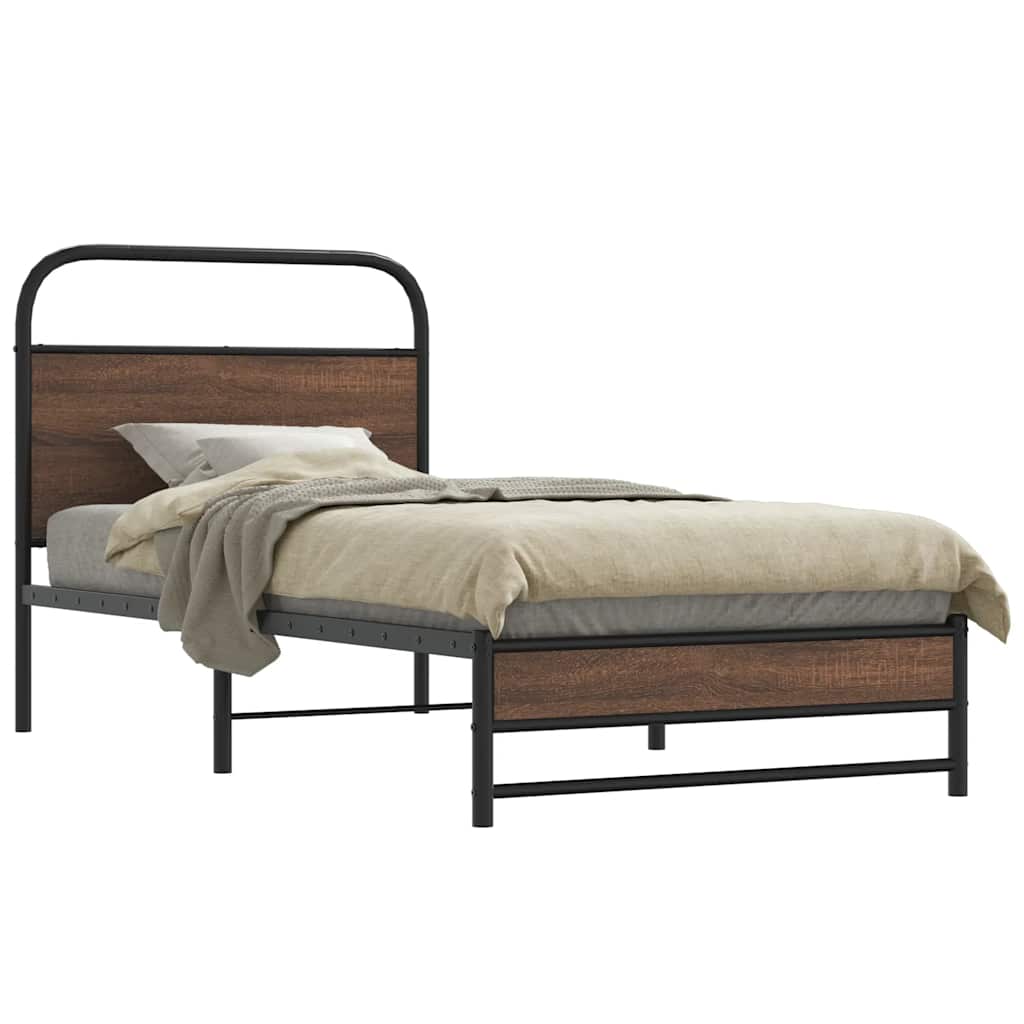 vidaXL Cadru de pat fără saltea stejar maro 90x200 cm Lemn prelucrat vidaXL Cadru de pat fără saltea stejar maro 90x200 cm Lemn prelucrat