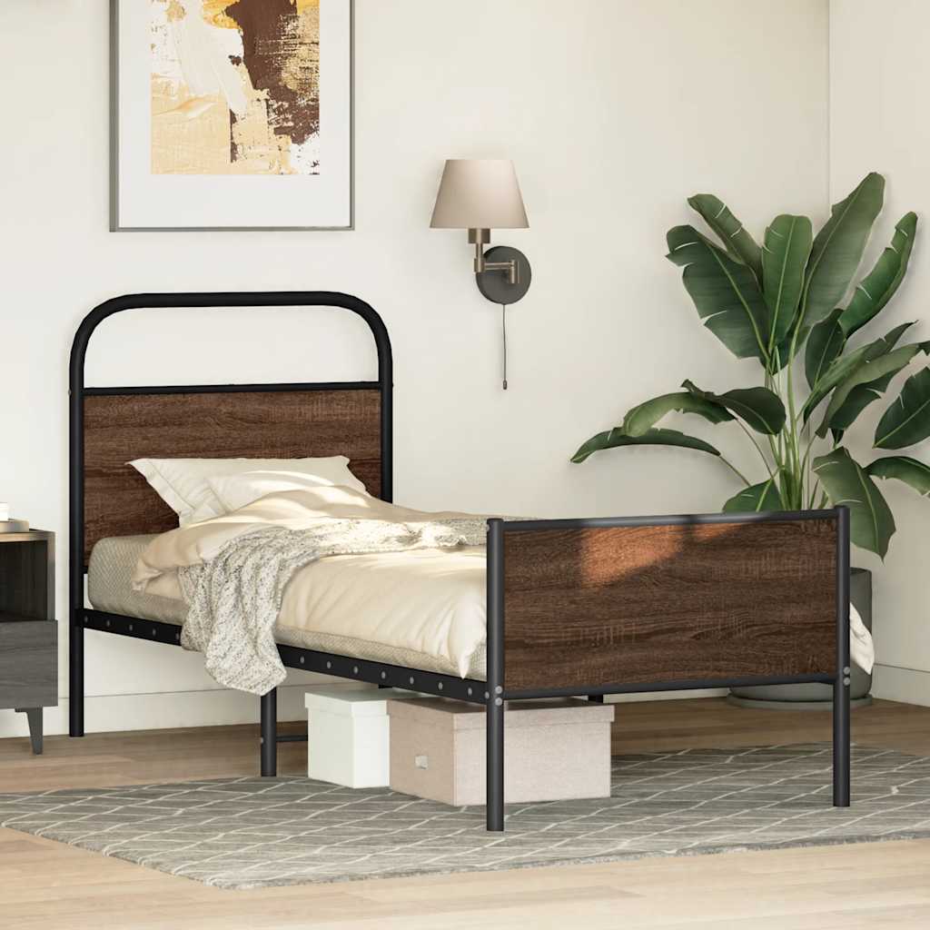 vidaXL Cadru de pat fără saltea 80x200cm Stejar maro lemn prelucrat