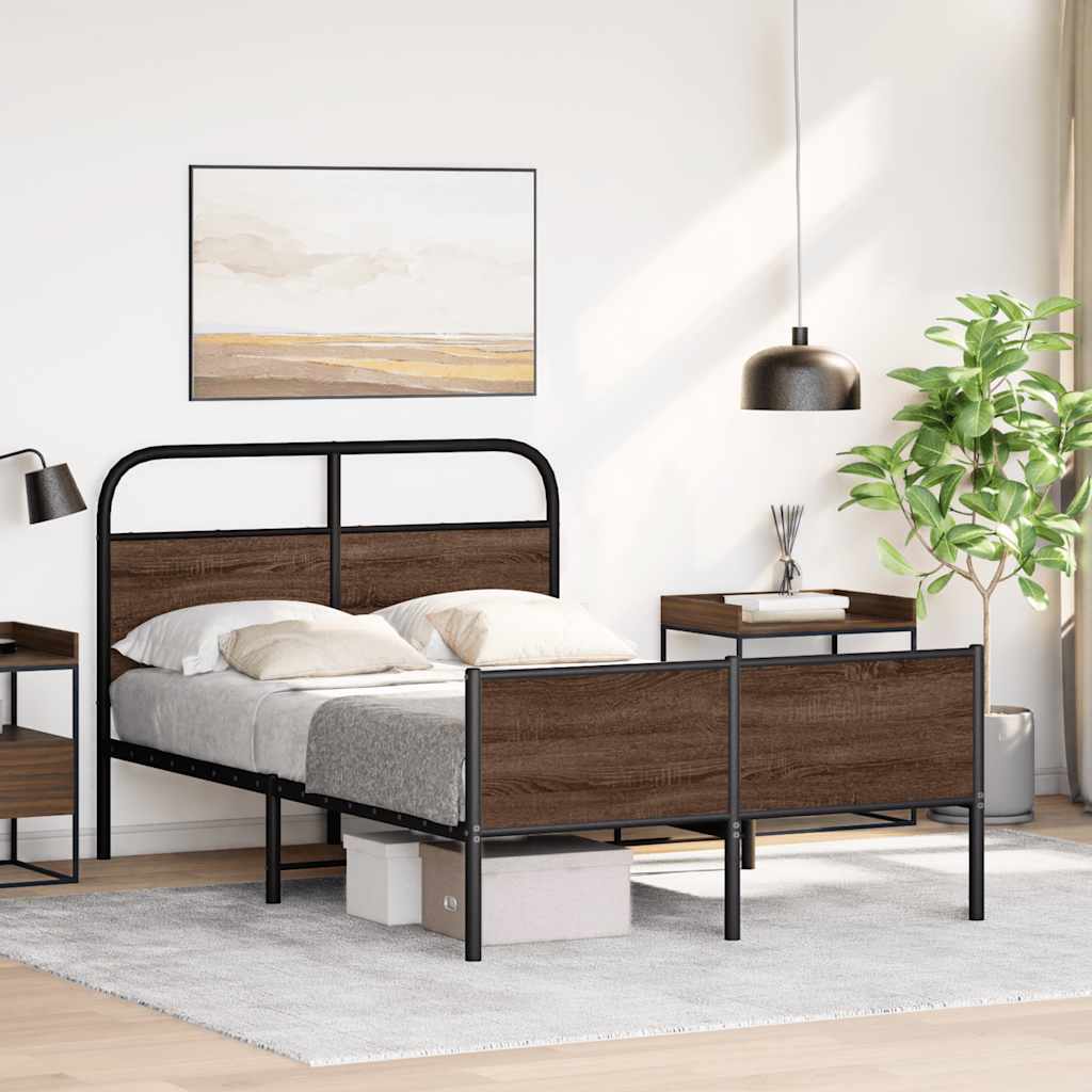 vidaXL Cadru de pat fără saltea stejar maro 140x200 cm Lemn prelucrat