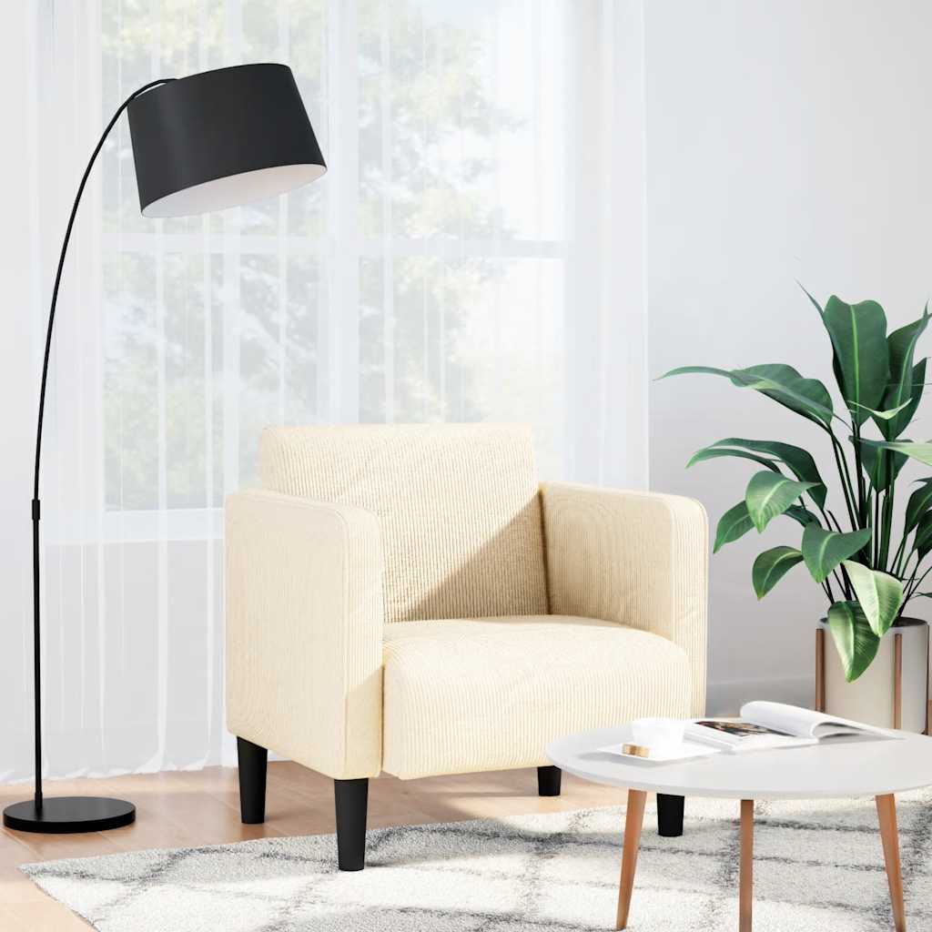 vidaXL Canapea scaun cu cotiere crem 54 cm țesătură velur vidaXL Canapea scaun cu cotiere crem 54 cm țesătură velur