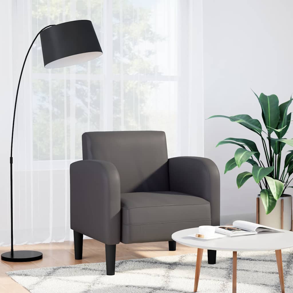 vidaXL Canapea scaun cu cotiere gri 54 cm piele artificială vidaXL Canapea scaun cu cotiere gri 54 cm piele artificială