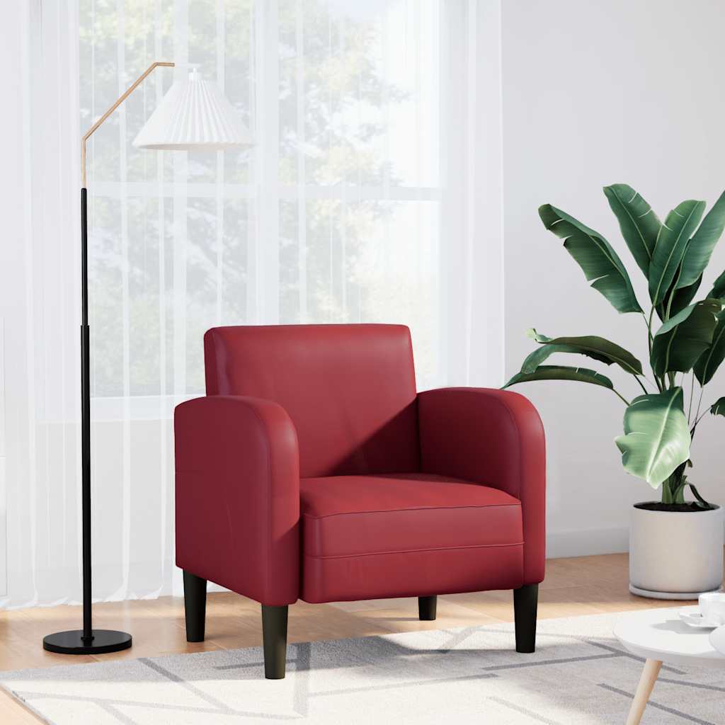 vidaXL Canapea Scaun cu cotiere Vin Roșu 54 cm piele artificială vidaXL Canapea Scaun cu cotiere Vin Roșu 54 cm piele artificială