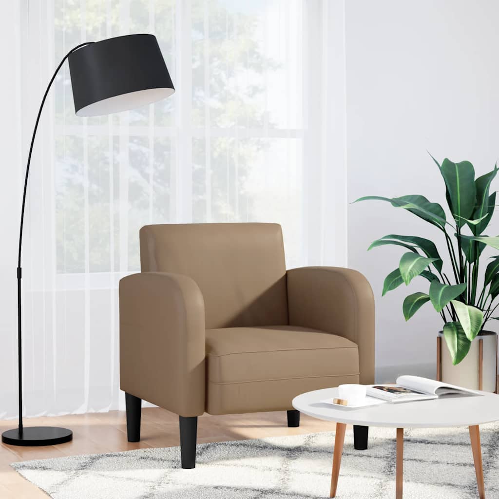 vidaXL Canapea scaun cu cotiere Cappuccino 54 cm piele artificială vidaXL Canapea scaun cu cotiere Cappuccino 54 cm piele artificială
