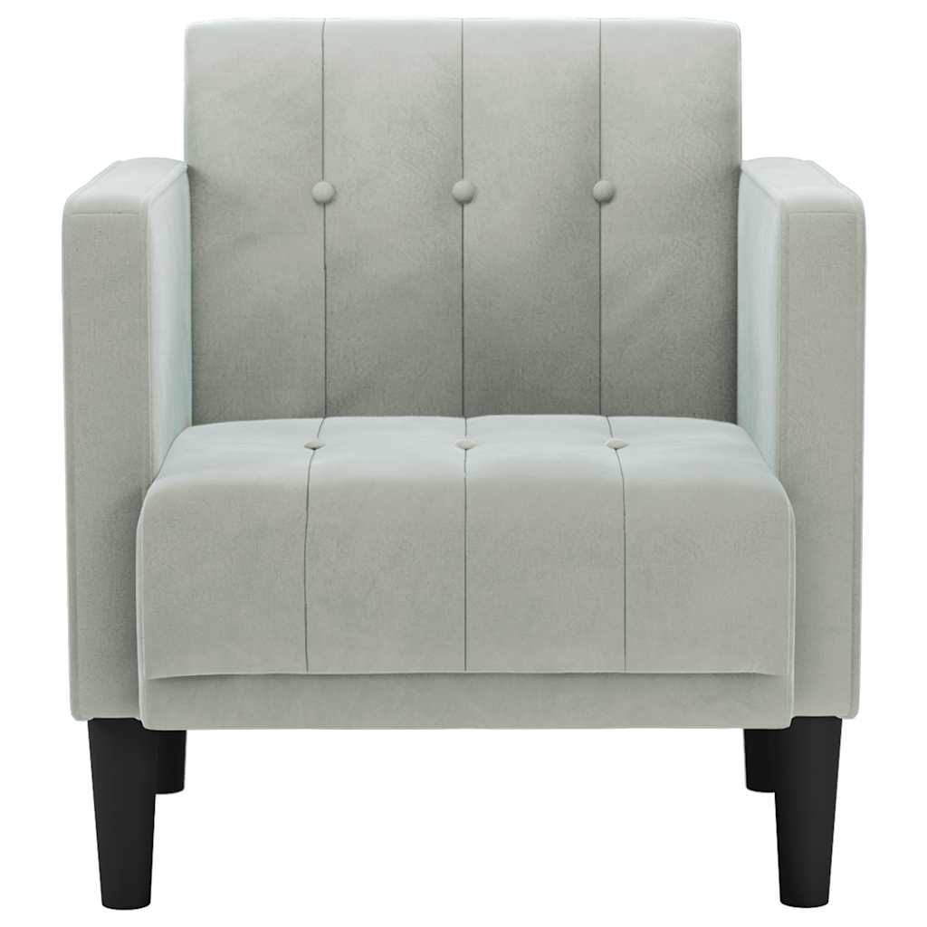vidaXL Canapea scaun cu cotiere, gri deschis, 53 cm, catifea