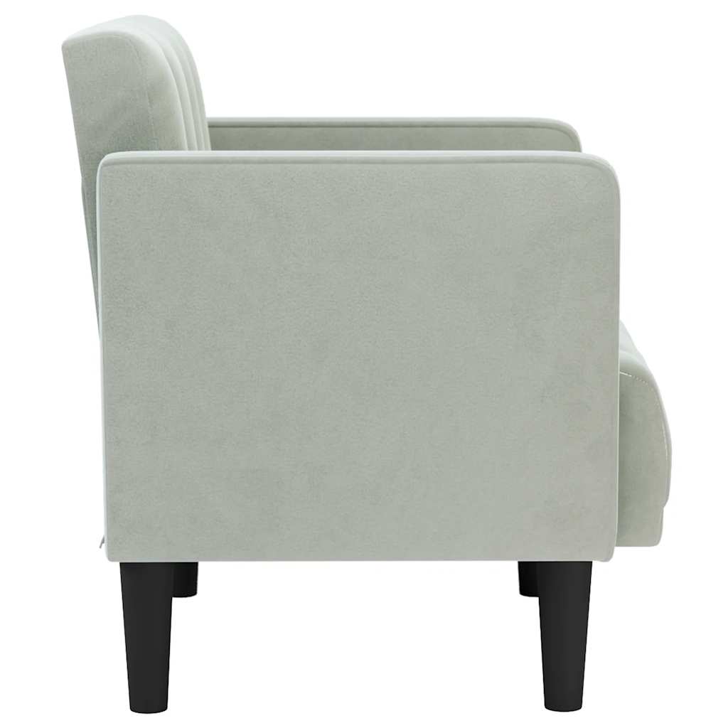 vidaXL Canapea scaun cu cotiere, gri deschis, 53 cm, catifea