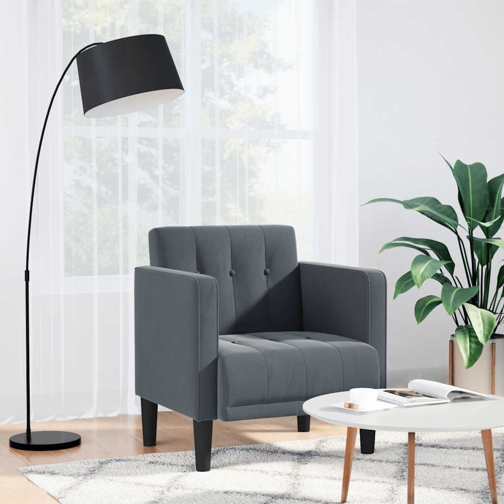 vidaXL Canapea scaun cu cotiere, gri închis, 53 cm, catifea vidaXL Canapea scaun cu cotiere, gri închis, 53 cm, catifea